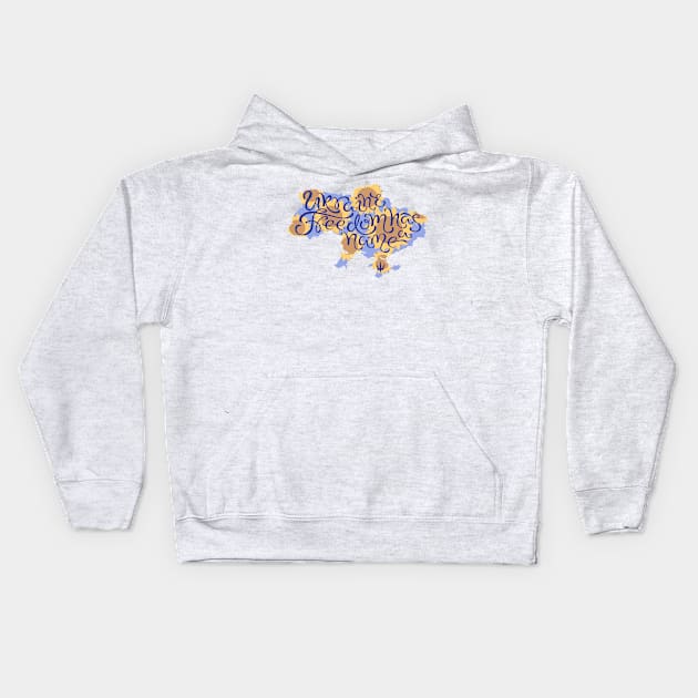 Support Ukraine Lettering with Sunflowers Kids Hoodie by Umi-ko